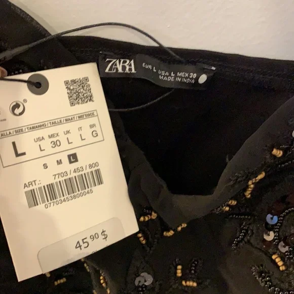 Zara black beaded crop top - Picture 2 of 4